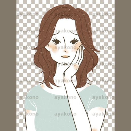 顔のむくみや脂肪に悩む女性【PNG】