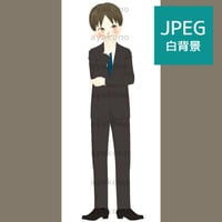 頬を赤めにやけるスーツ姿の男性【JPEG】