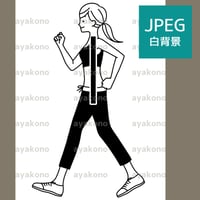 ウォーキングしている女性の姿勢-黒【JPEG】