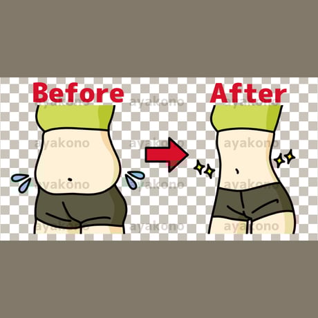 肥満の女性とスリムな女性のウエストのビフォアフター【PNG】