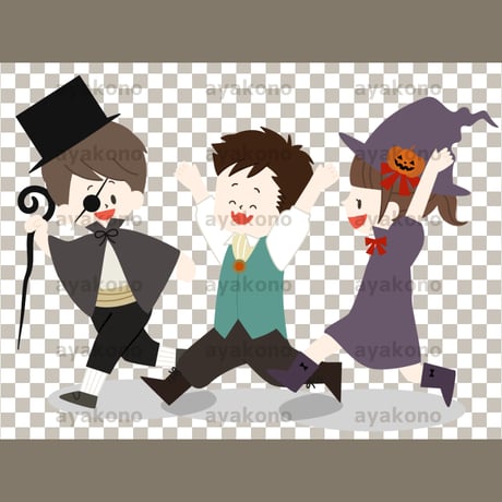 ハロウィンの仮装をしている子供たち【PNG】