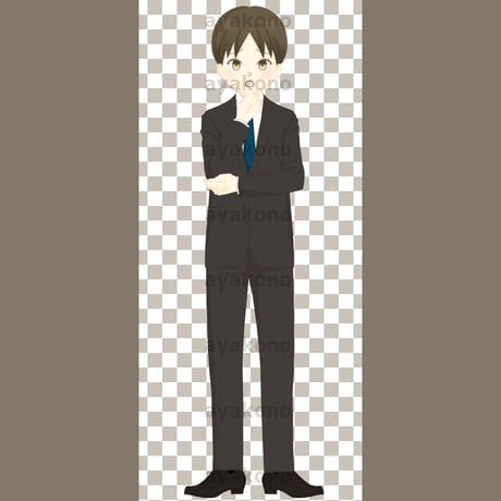 困っているスーツ姿の男性【PNG】