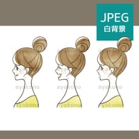 女性の表情セット-横顔【JPEG】