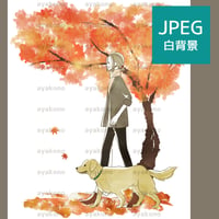 犬の散歩をする女性【JPEG】