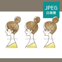 女性の表情セット-横顔【JPEG】