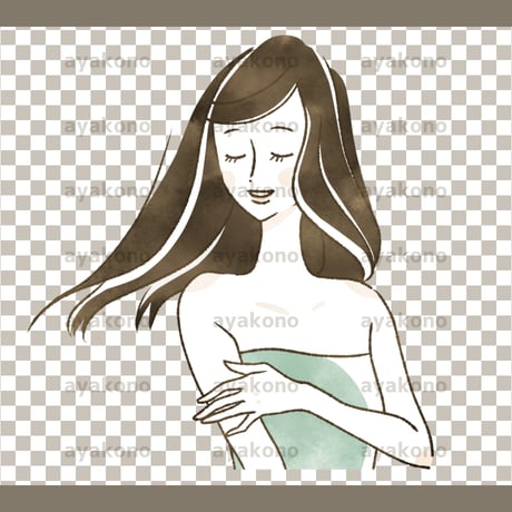 髪がなびいている女性【PNG】