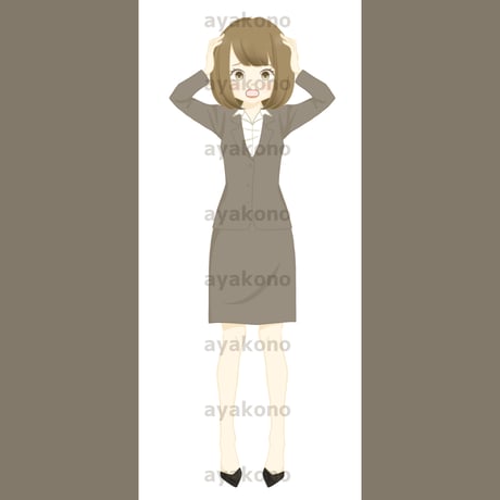 頭をかかえているスーツ姿の女性【JPEG】