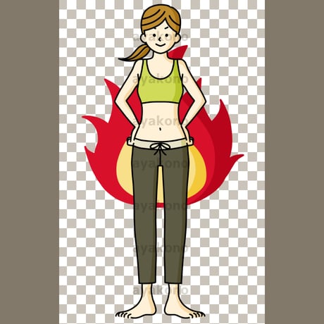 女性の身体の代謝や燃焼のイメージ【PNG】