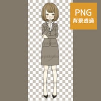 企んでいるスーツ姿の女性【PNG】