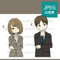 口笛を吹くスーツ姿の男女【JPEG】