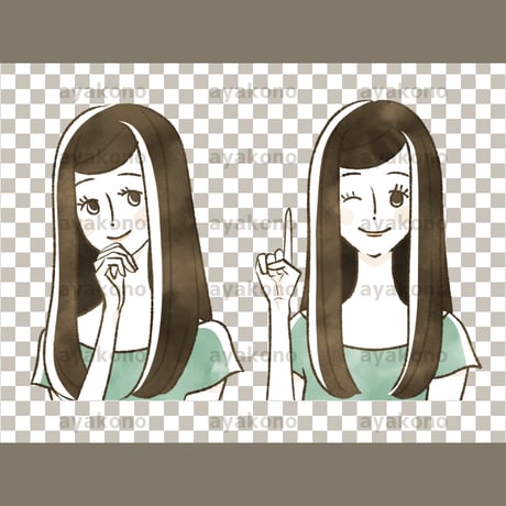 考えたり提案する女性の表情【PNG】