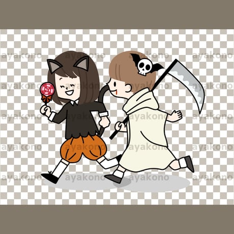 ハロウィンの仮装をしている子供たち【PNG】