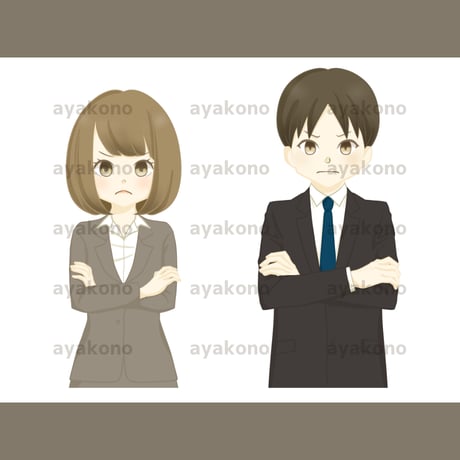 怒っているスーツ姿の男女【JPEG】