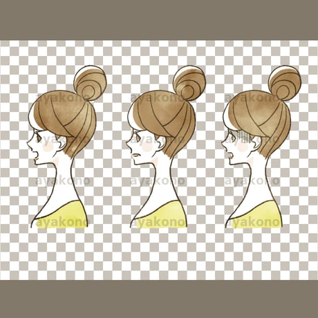 女性の表情セット-横顔【PNG】