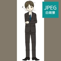 口笛を吹くスーツ姿の男性【JPEG】