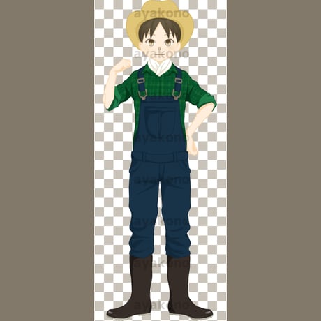 オーバーオールを着ている男性【PNG】