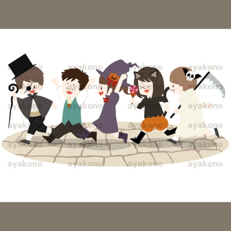 ハロウィンの仮装をしている子供たち【JPEG】