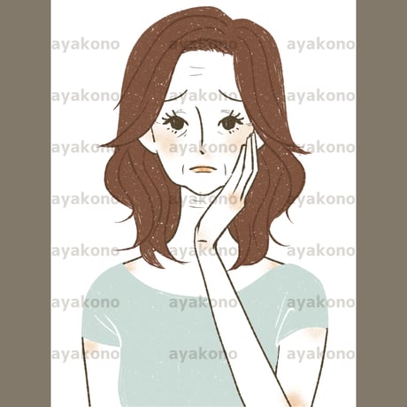 しわやたるみに悩む女性【JPEG】
