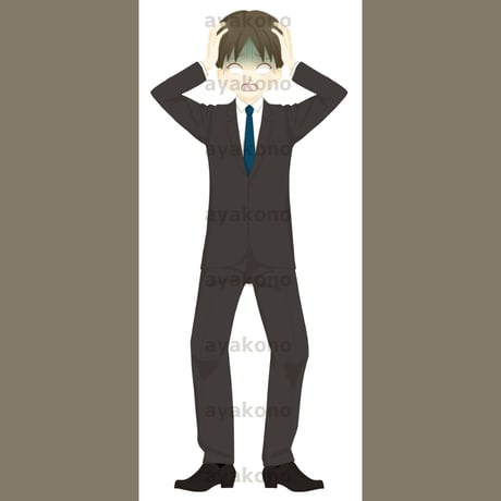 ショックを受けているスーツ姿の男性【JPEG】
