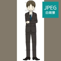 目を閉じて考えるスーツ姿の男性【JPEG】