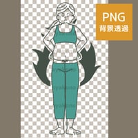 肥満女性の身体の代謝や燃焼のイメージ-2色【PNG】