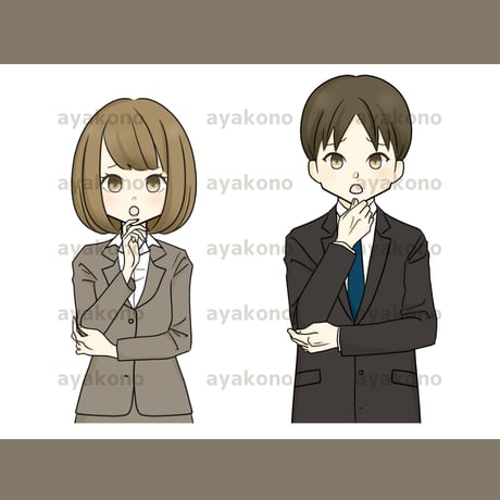 困っているスーツ姿の男女【JPEG】