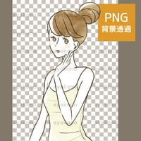頬に手をそえている女性【PNG】