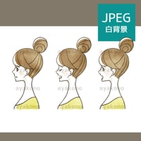 女性の表情セット-横顔【JPEG】