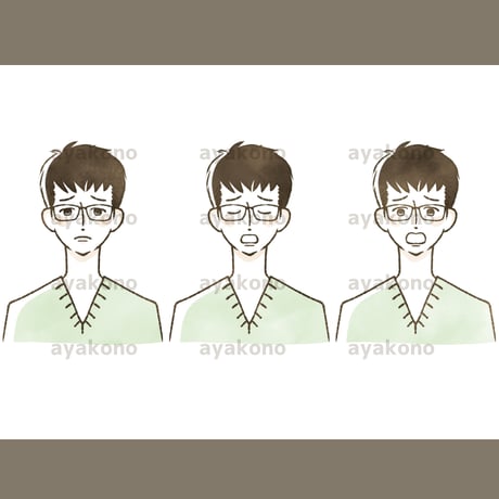 男性の表情セット【JPEG】