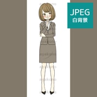 頬を赤めにやけるスーツ姿の女性【JPEG】