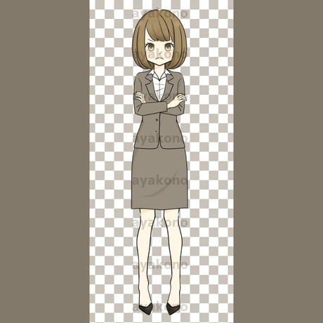 怒っているスーツ姿の女性【PNG】