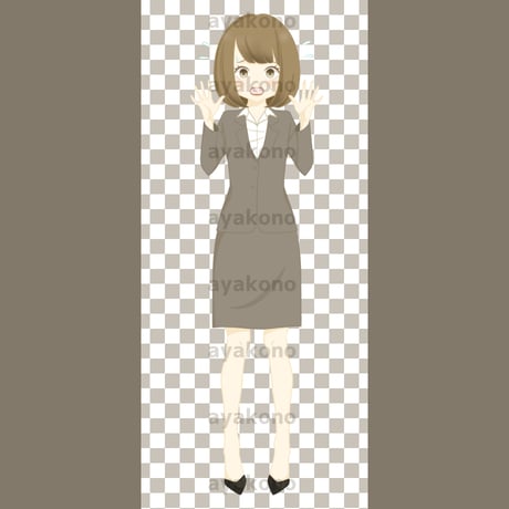 慌てているスーツ姿の女性【PNG】