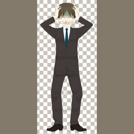 ショックを受けているスーツ姿の男性【PNG】