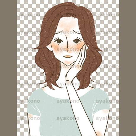赤ら顔に悩む女性【PNG】