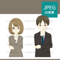 考えているスーツ姿の男女【JPEG】
