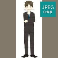 目を閉じて考えるスーツ姿の男性【JPEG】