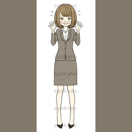 苦笑いするスーツ姿の女性【JPEG】