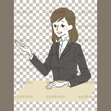 説明をするスーツ姿の女性【PNG】