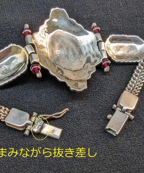 イタリア製ボヘミアンジュエリー シルバー×ガーネットブレスレット　AS153