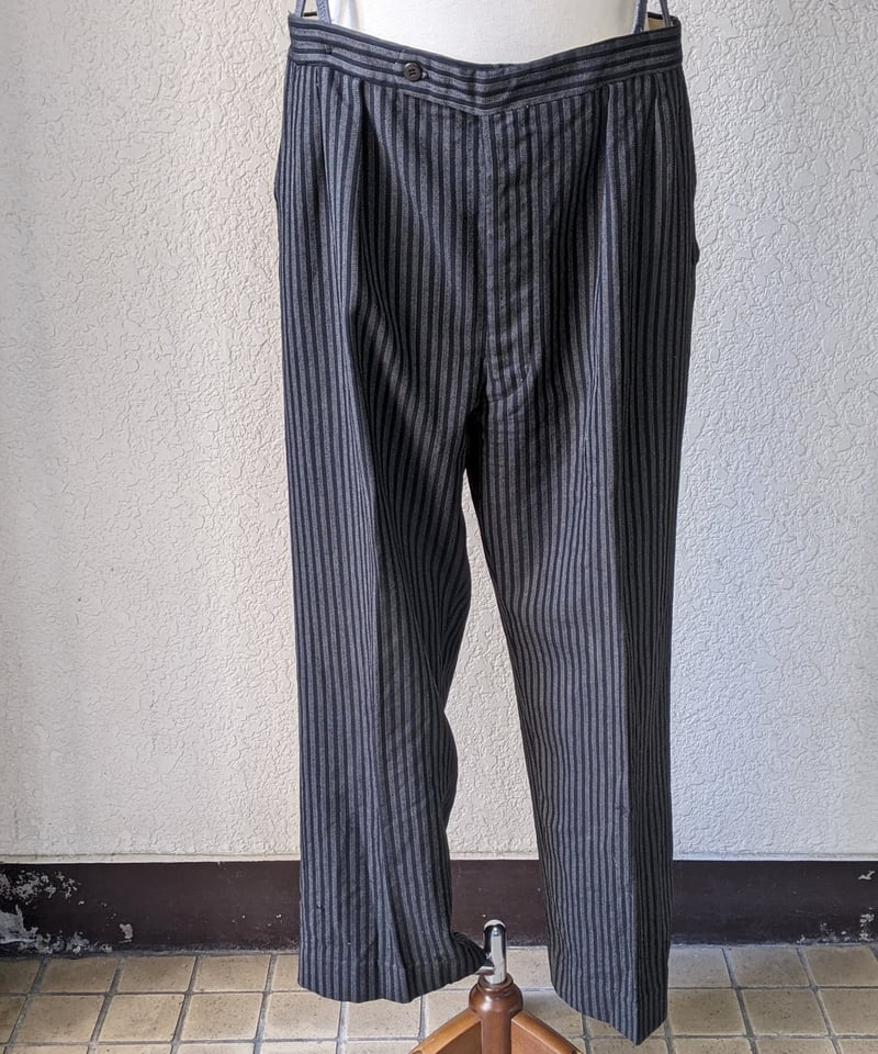 40s ユーロ　ヴィンテージ ストライプ　ワークトラウザーズ　ワンプリーツ 1930s Vintage French Stripe Work Trousers ヴィンテージフレンチ