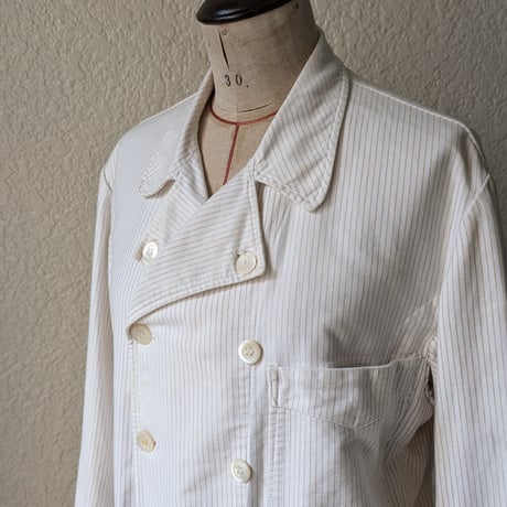 50s オウモリネル　フレンチ　コックジャケット　ダブルブレスト　Vポケット 40's 50's フレンチ コックジャケット ダブルブレスト 50s