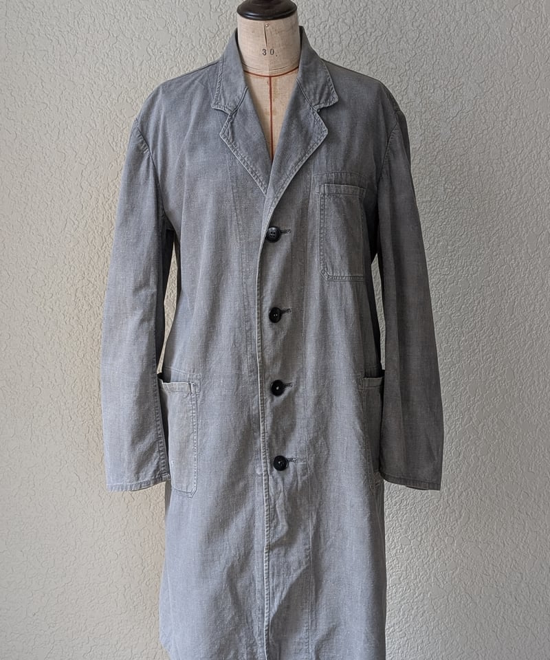1950～60's 旧東ドイツ国営企業支給品 ブラックシャンブレーコート