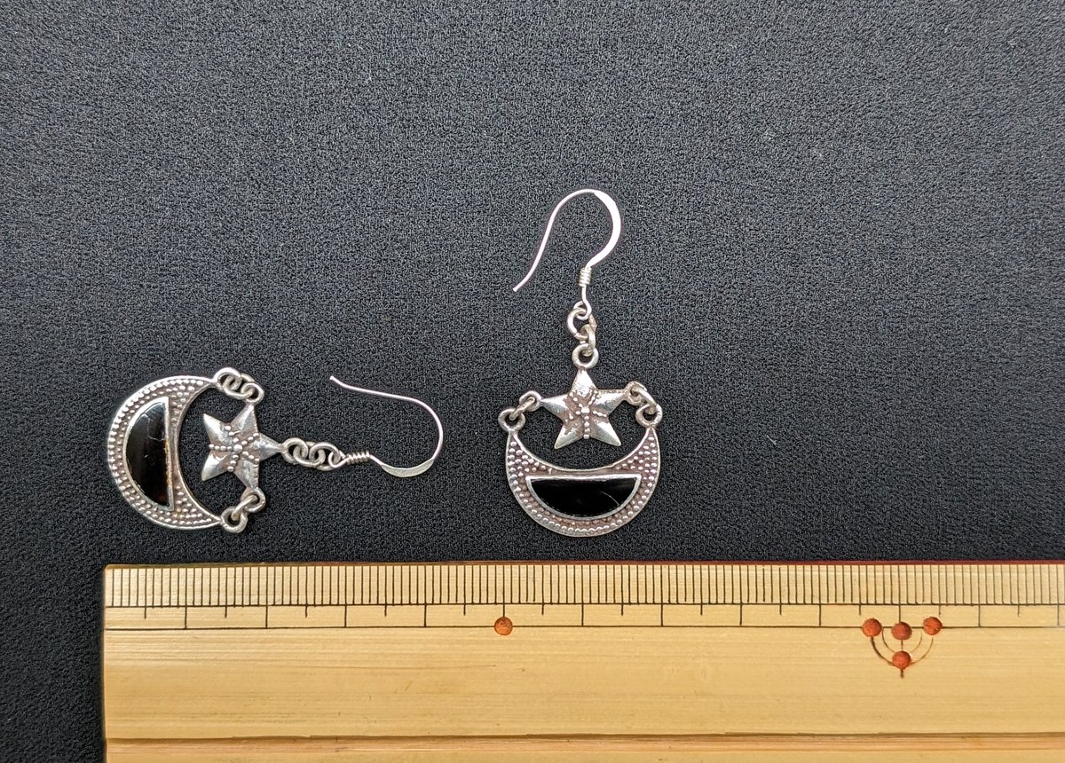 イタリア製ボヘミアンジュエリー シルバーピアス(月と星) AS191