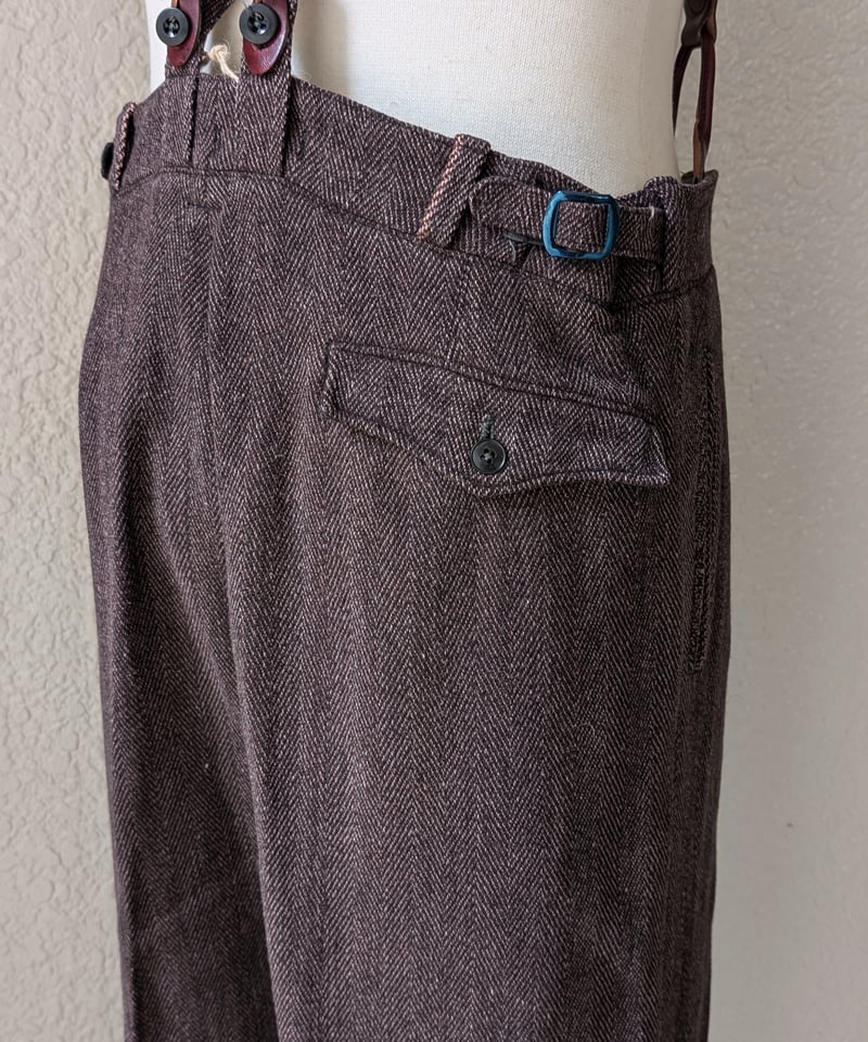 美品✨30s NRA タグ ヘリンボーン ウール トラウザーズ スラックス 1930～40's ヘリンボーンウールトラウザーズ PT28 | European Vinta