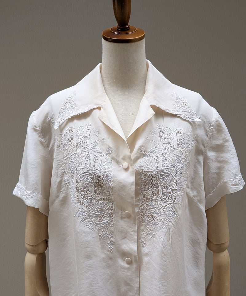1950's スワトウ刺繍シルクブラウス BL33 | European Vintage &