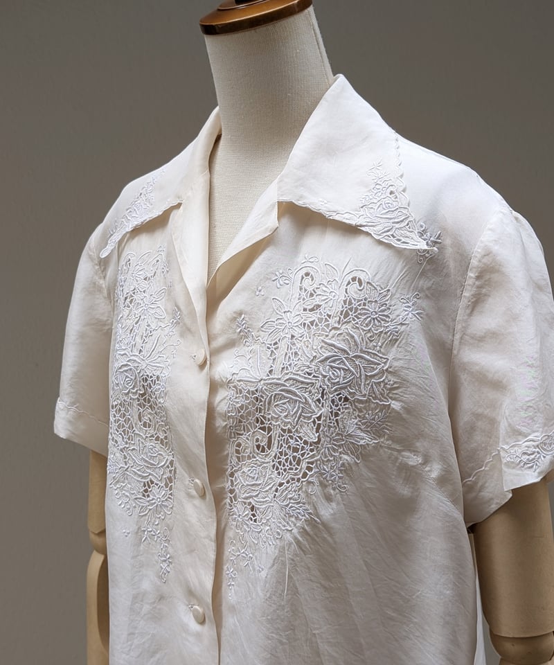 1950's スワトウ刺繍シルクブラウス BL33 | European Vintage &