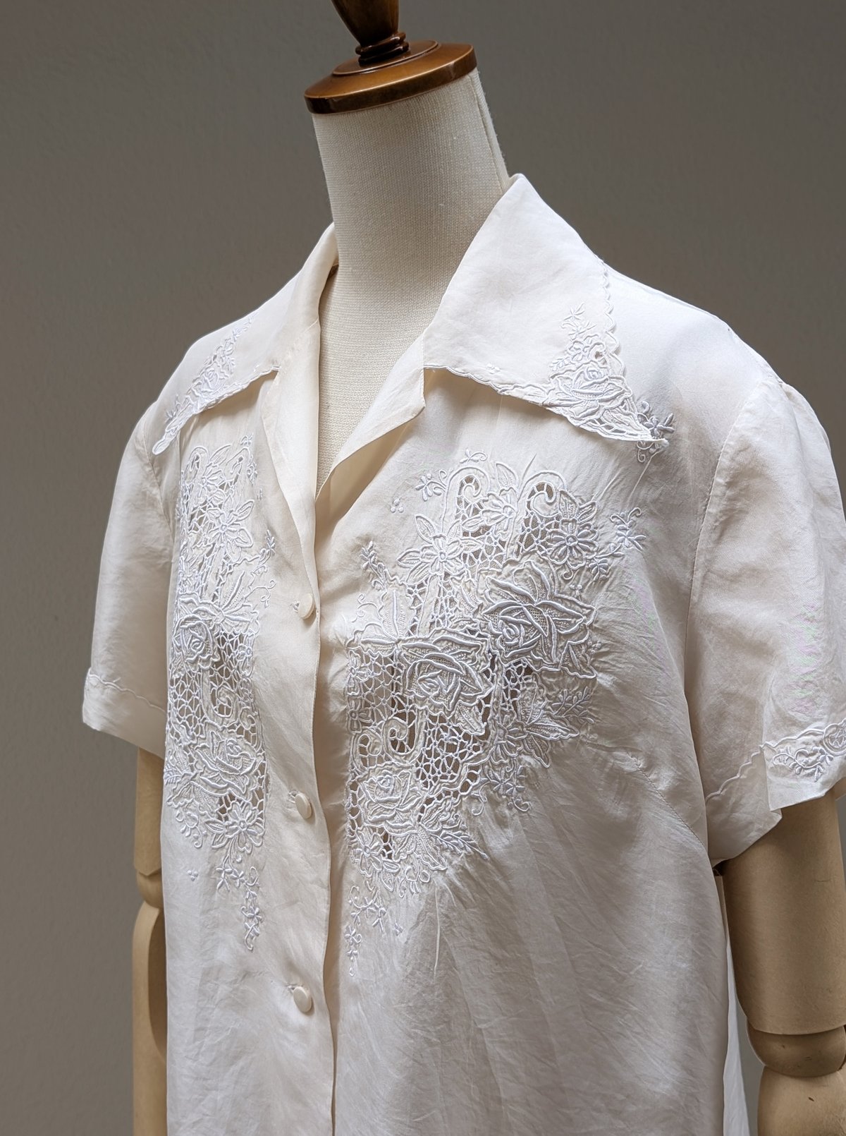 1950's スワトウ刺繍シルクブラウス BL33 | European Vintage &