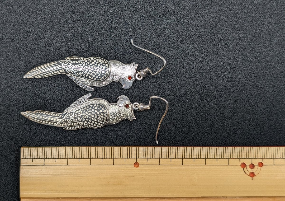 イタリア製ボヘミアンジュエリー シルバーピアス(オウム) AS196