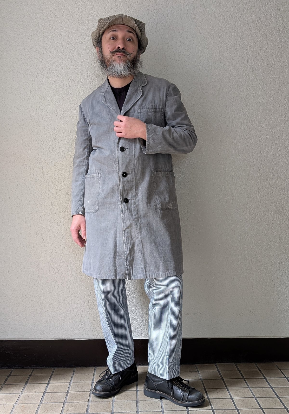 1950～60's 旧東ドイツ国営企業支給品 ブラックシャンブレーコート