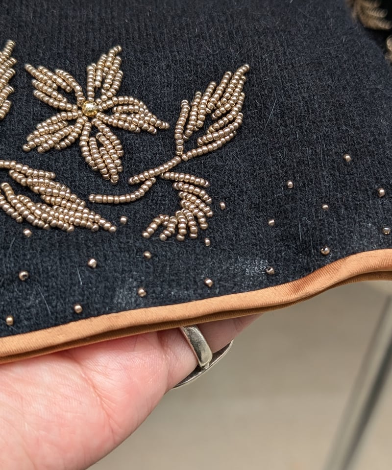 ビーズ刺繍 マオカラーチャイナカーディガン(黒) SW23 ビーズ刺繍 マオカラーチャイナカーディガン(黒) SW23